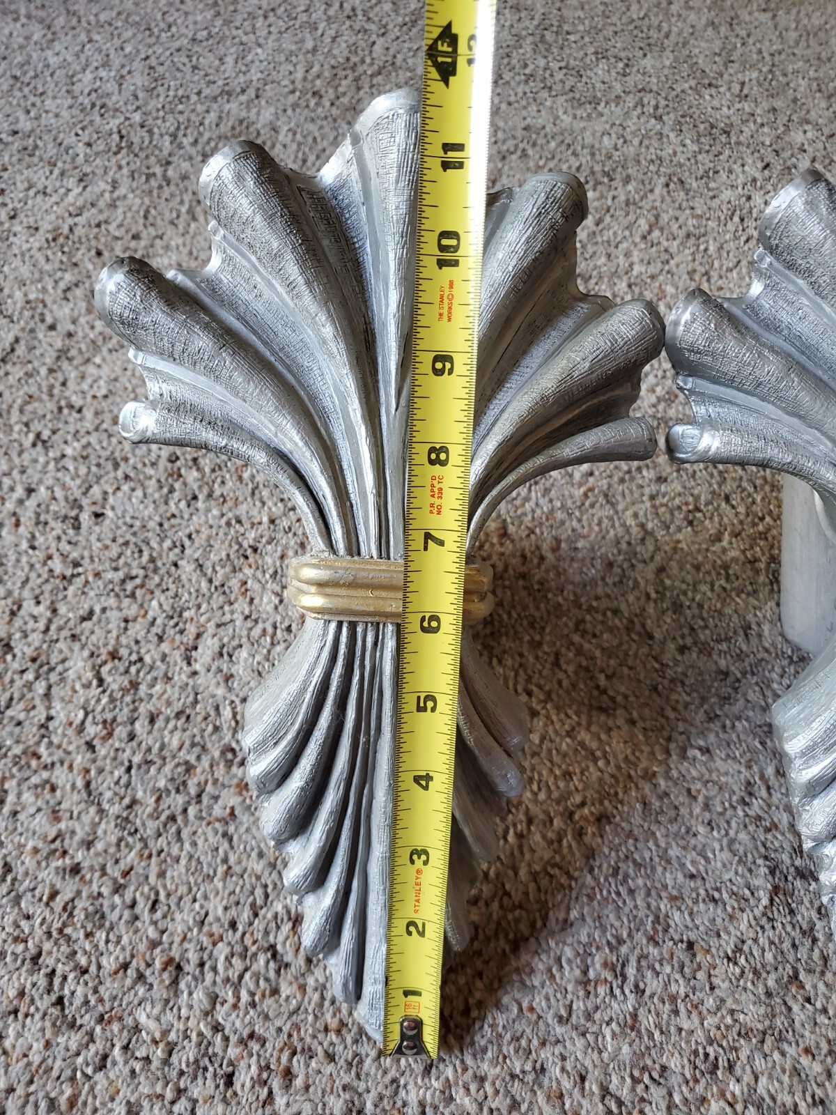 Pair Of Kirsch Wooden Curtain Rod Brackets Holders, 2001 Silver Gold Art Deco
