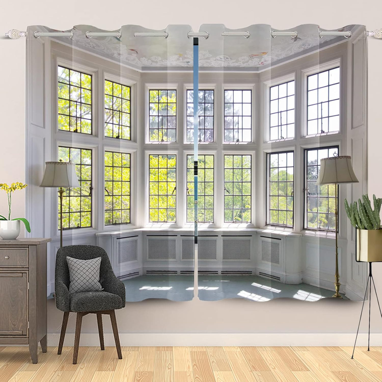 3D Nature Blackout Curtains – Modern Green Trees for Home & Office, 52×84 in.