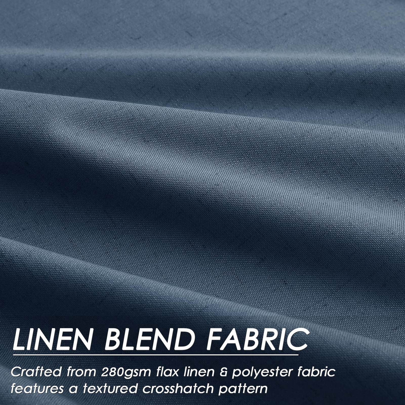 Nanspring Denim Blue 100 Linen Curtains 84 Inch Length 2 Panels Set For Bedroom