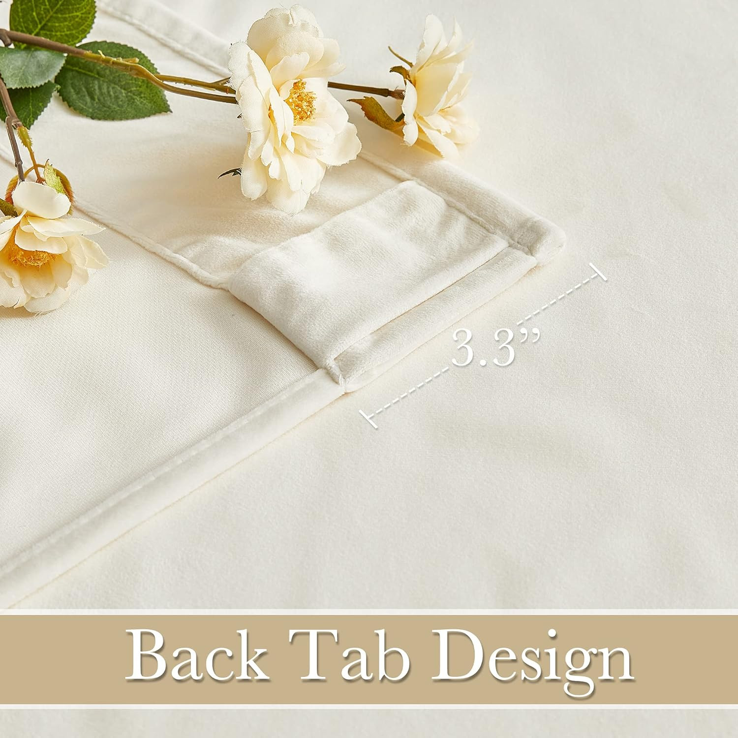Velvet Curtains 63 Inches Length, Back Tab & Rod Pocket Soft Fabric Curtains & D