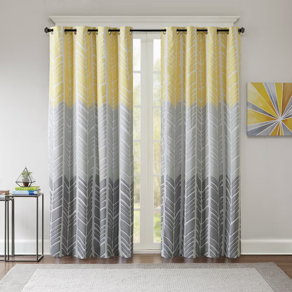 84″x50″ Amanda Printed Blackout Window Panel Yellow