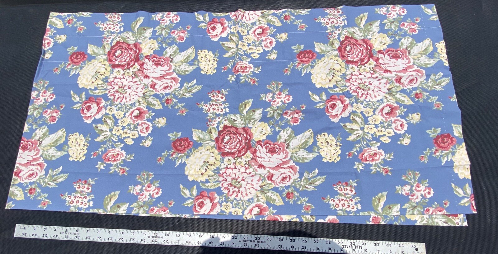Eddie Bauer Blue Roses Valance Cotton Floral 82” Shabby Chic Multi Colored VGC