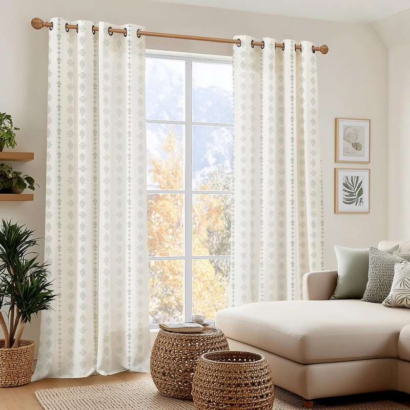 Lino Rosa Sage Green Linen Sheer Curtains 84 Inches Long Semi Light Filtering