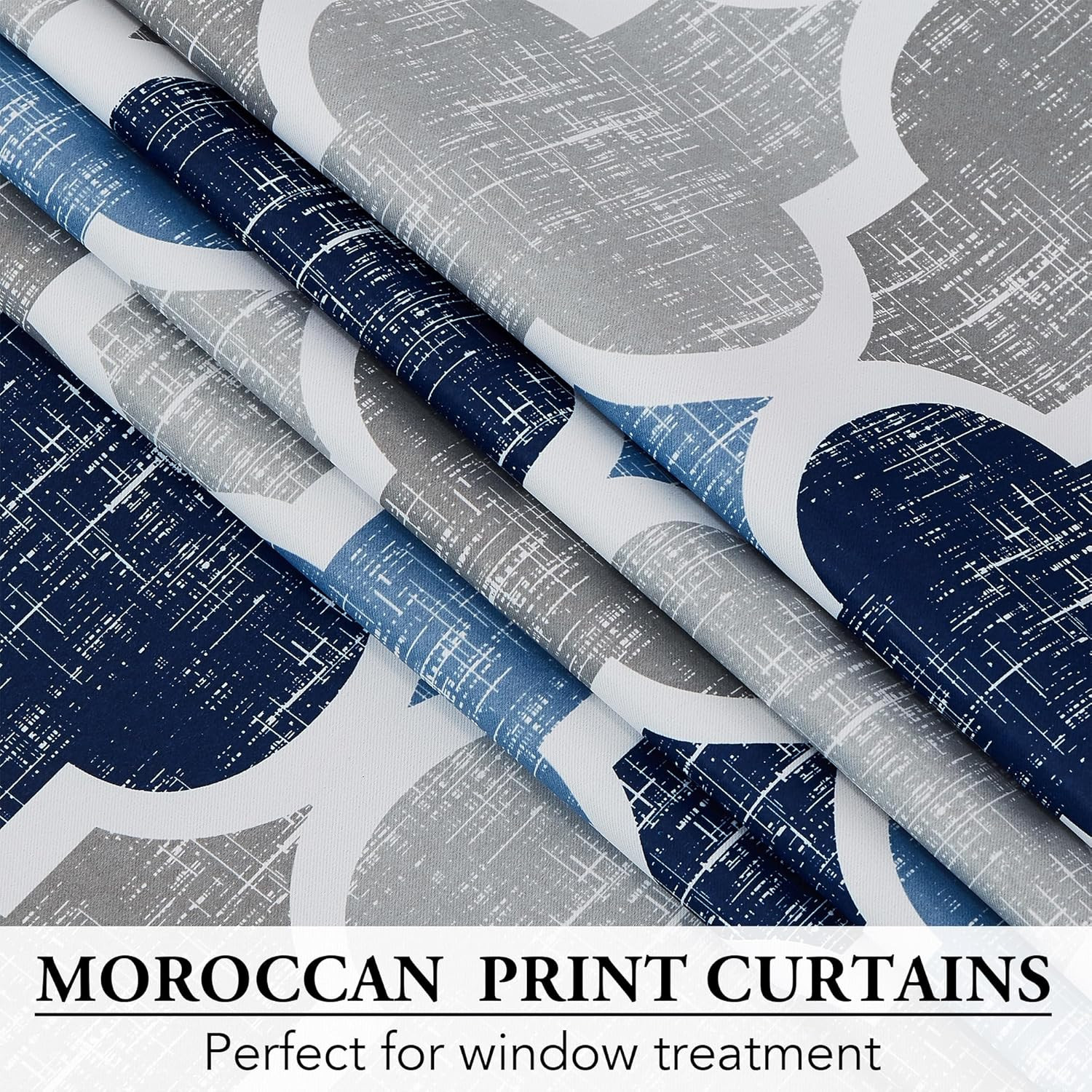 100% Blackout Curtains 84 Inches Long 2 Panels for Bedroom Living Room Blue Grey
