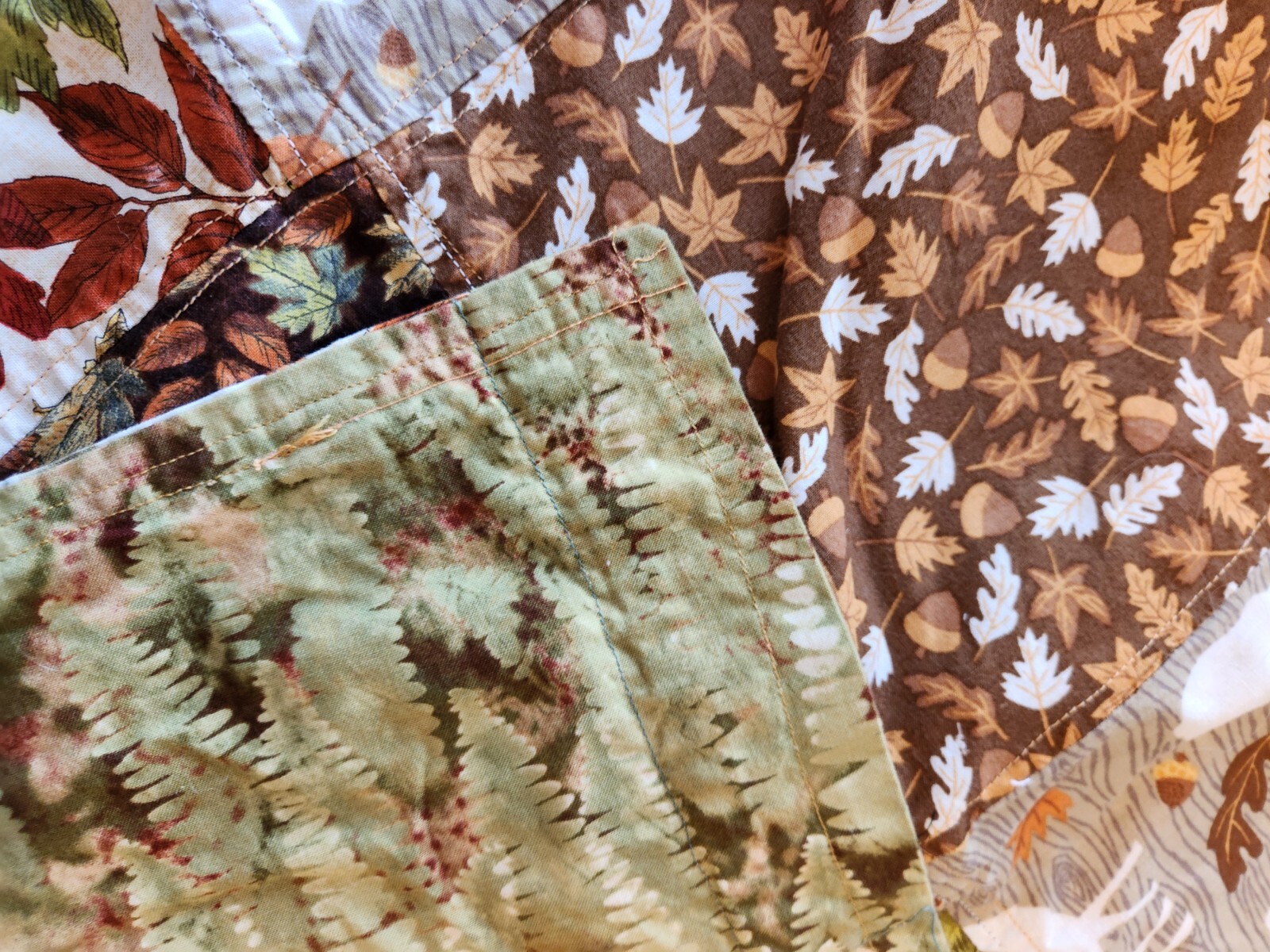 Vintage Handmade Patchwork Welcome Fall Brown Orange Curtain Fabric 38″ x 62″