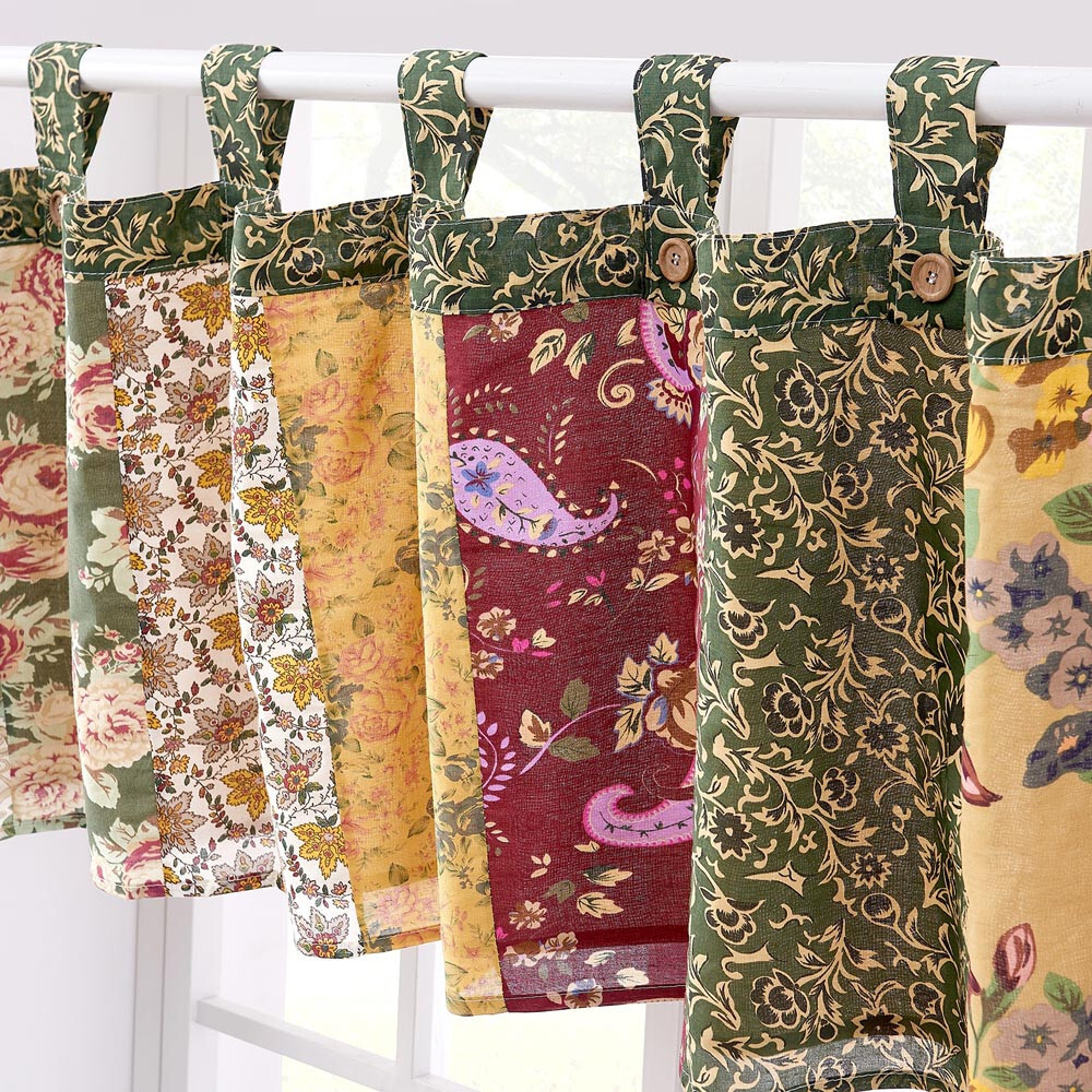 ANTIQUE CHIC 84×21 WINDOW VALANCE : PATCHWORK COUNTRY FLORAL PAISLEY COTTON