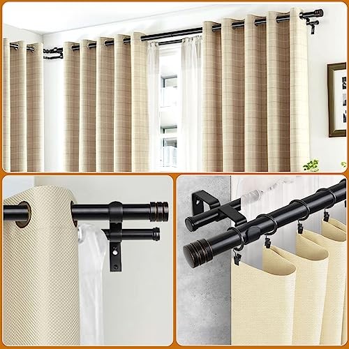Double Bay Window Curtain Rods 36 to 72 Inches(Center Rod) | 20 36-72″ Black
