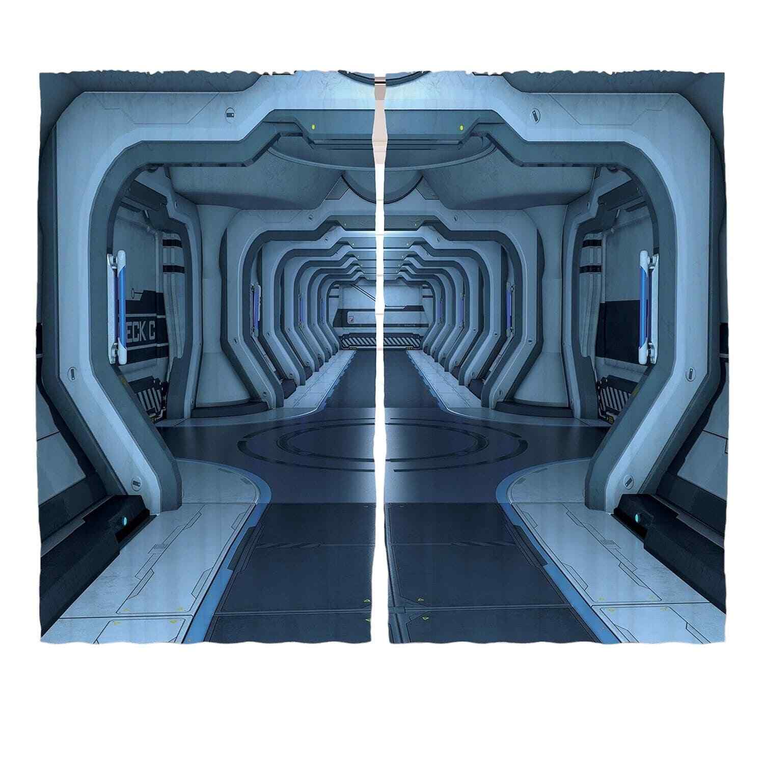 Outer Space, Space Station Passage Curtain Panels (2) 54″W x 84″L Each