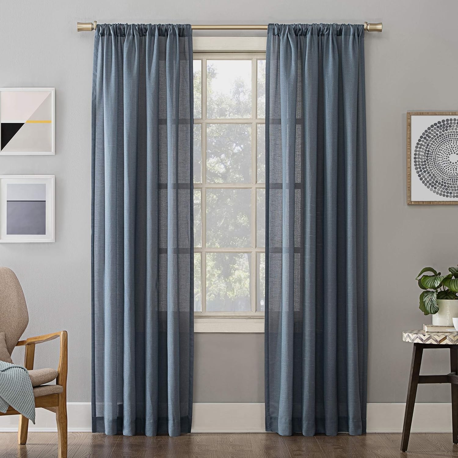 Linen Blend Textured Semi-Sheer Rod Pocket Curtain Panel 54″ x 84″ Taupe