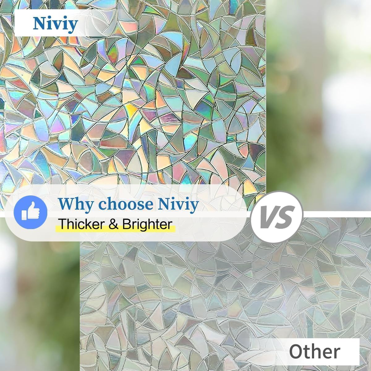 Privacy Window Film ~ Window Sticker ~ 17.7 X 78.7 ~ 3D IRIDESCENT RAINBOW