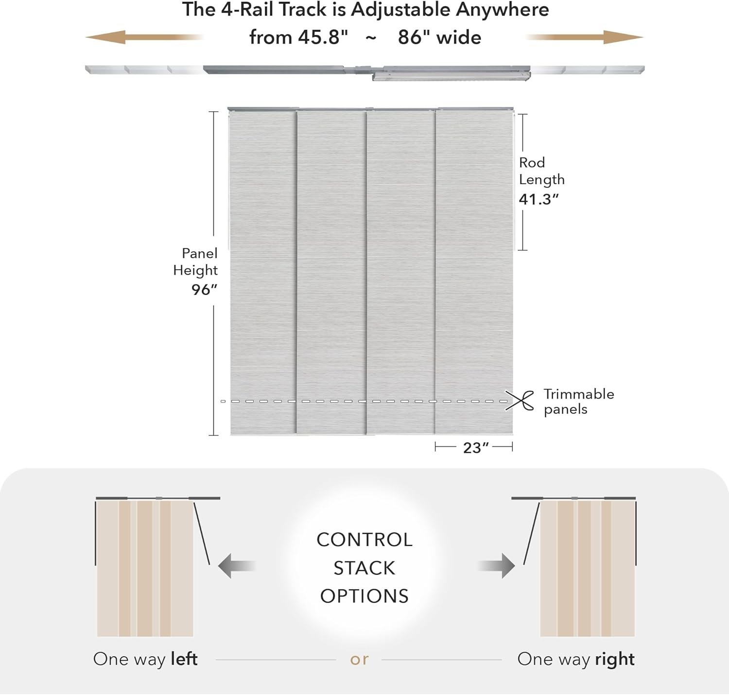 Panel Track Blinds for Windows and Room Dividers, Adjustable Vertical Blinds …