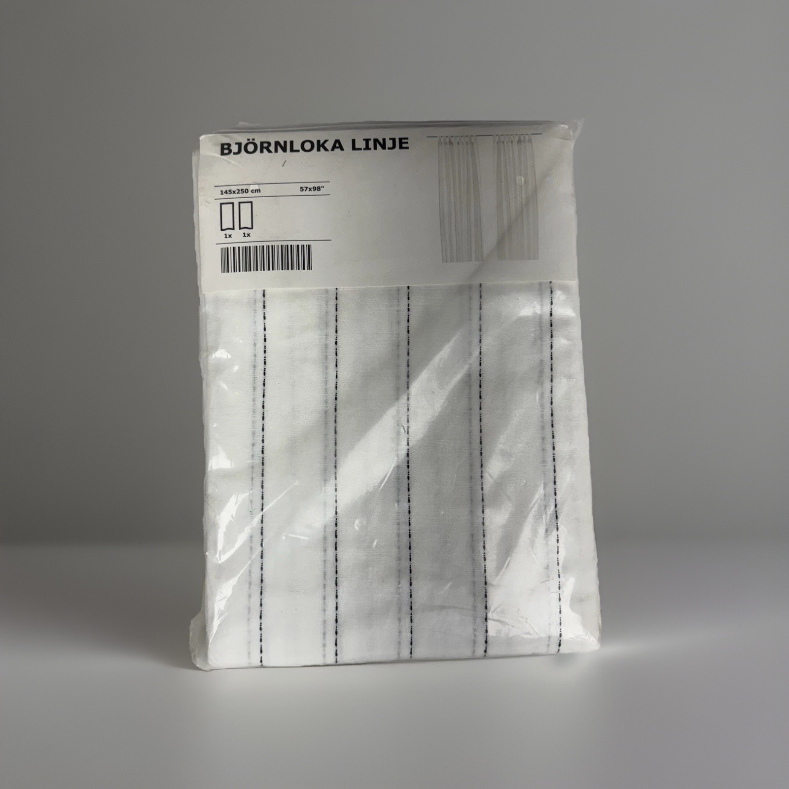 IKEA BJÖRNLOKA LINJE Curtains 2 Panels 57×98″ Linen Stripe Discontinued