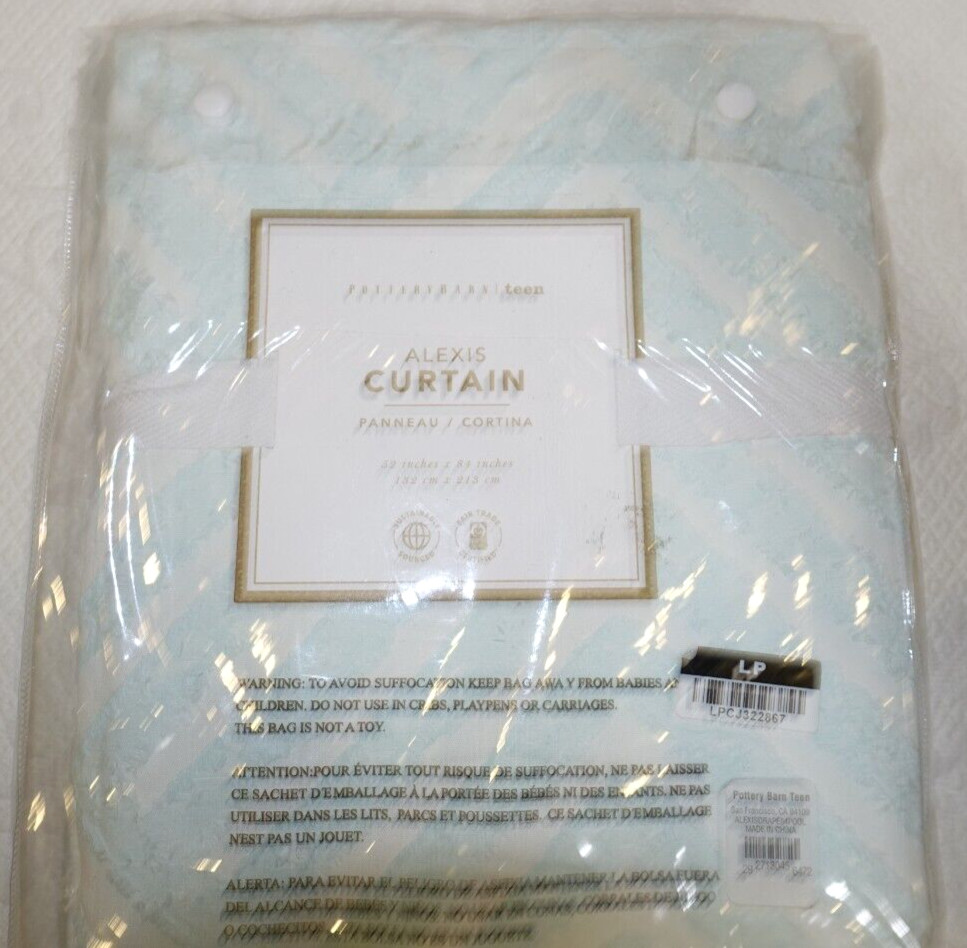 Pottery Barn Teen Alexis Curtain Single Panel 52×84 Pale Pool Blue – 2713045