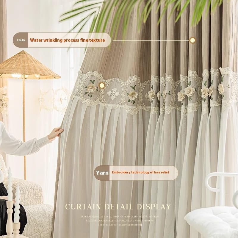 1PC Cloth and Yarn Integration Curtains,Home Curtains Blackout,Suitable for b…