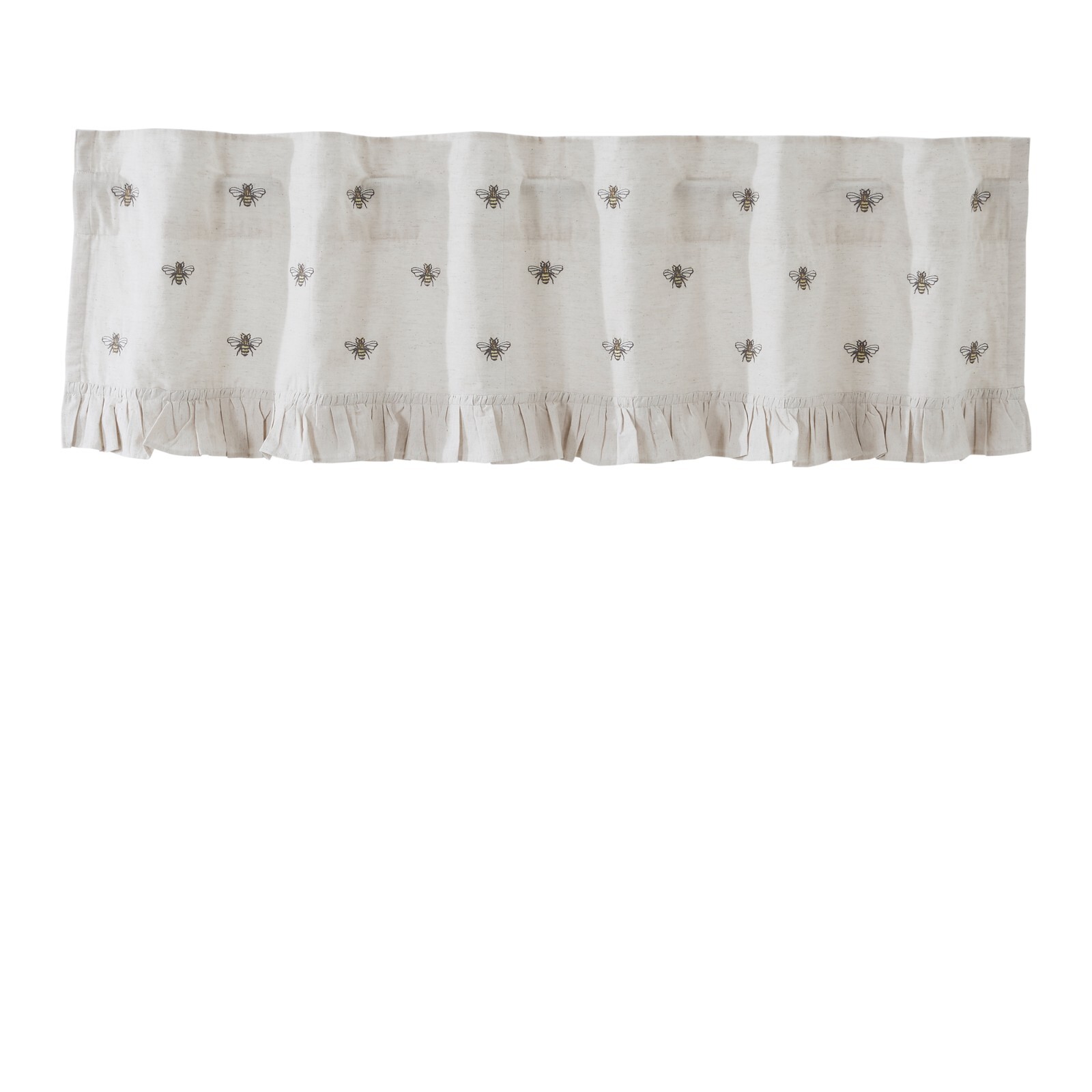 New Cottage Farmhouse RUFFLED HONEY BEE VALANCE Curtain Topper 60″