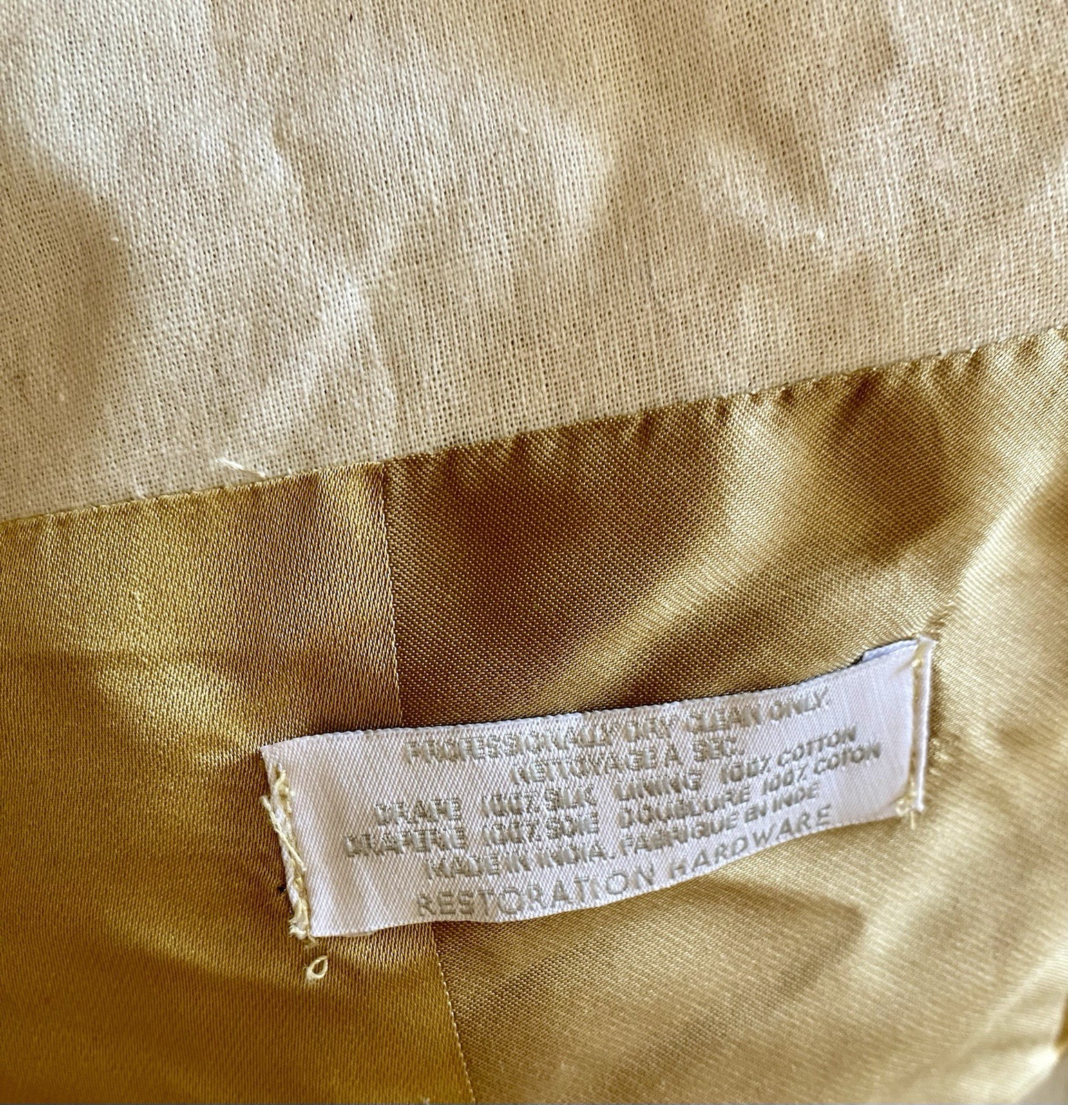 6 Panels Restoration Hardware Gold 100% INDIA SILK Curtains Drapes 51X84” Lined