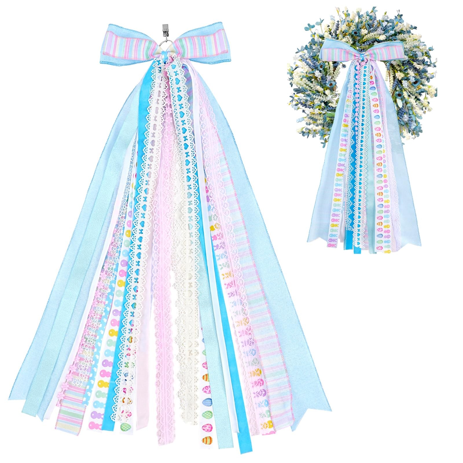 Assorted Spring Wreath Ribbon Bow Clip Door Decorations Holiday Party Sash