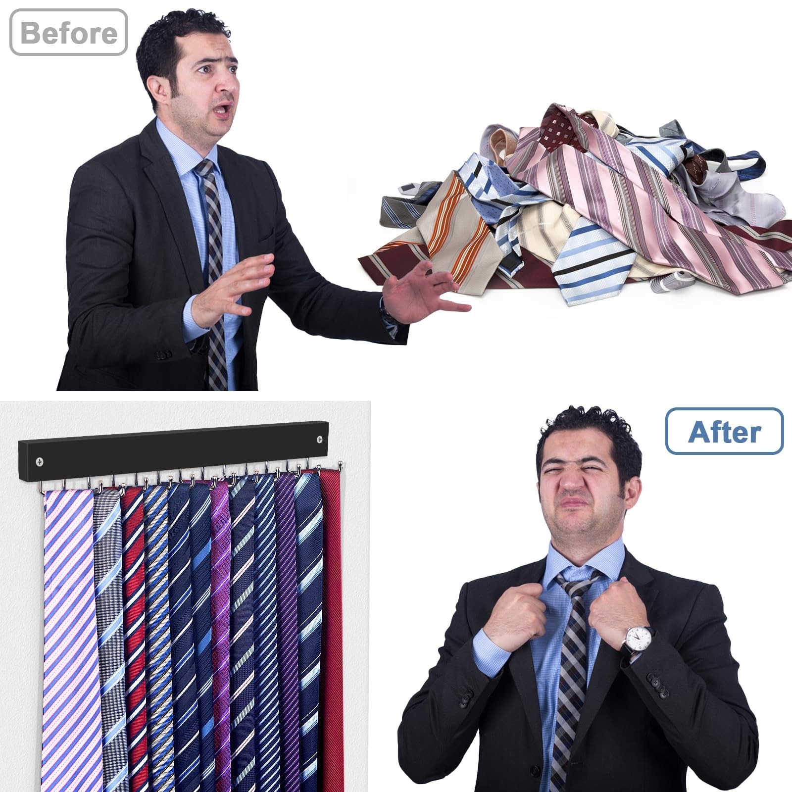 2 Pack Belt Hanger Wall Mount, Large Capacity Tie and Belt Organizer for Wall…