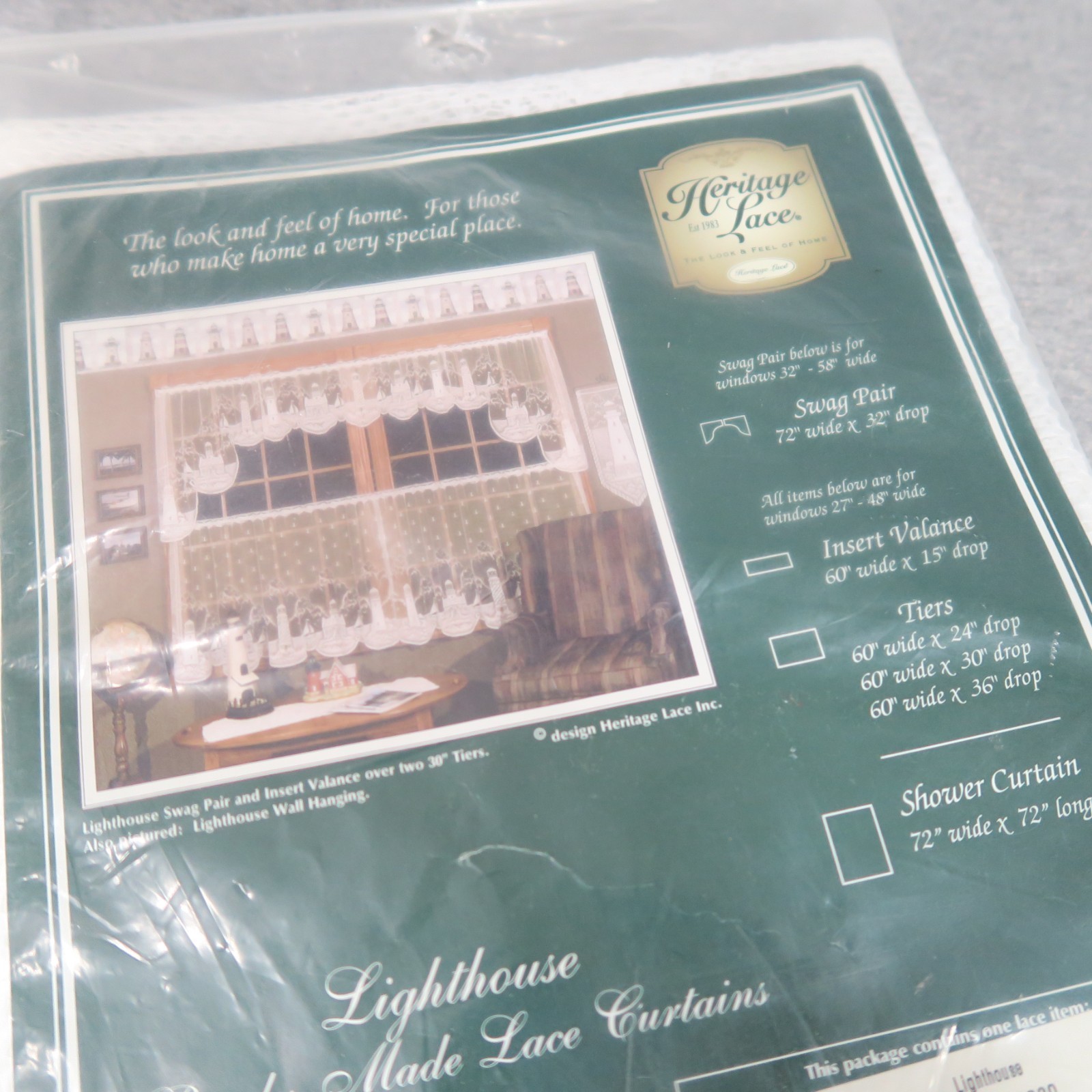 Heritage Lace White Lighthouse Tier 60″ x 30″ – 6140W-6030 – Made in the USA