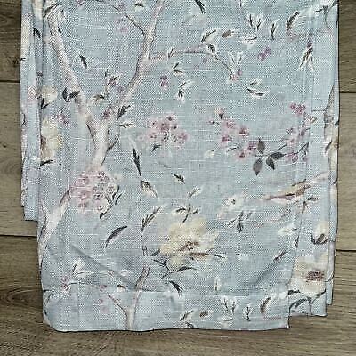38 x 96 Lillian August Curtains Rod Pocket Birdsong Floral Seafoam Green Blue