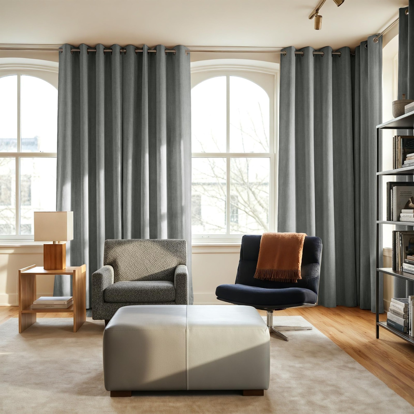 100% Blackout Curtains for Bedroom 84 Inches Long 2 Panels Set, Grey Grommet …