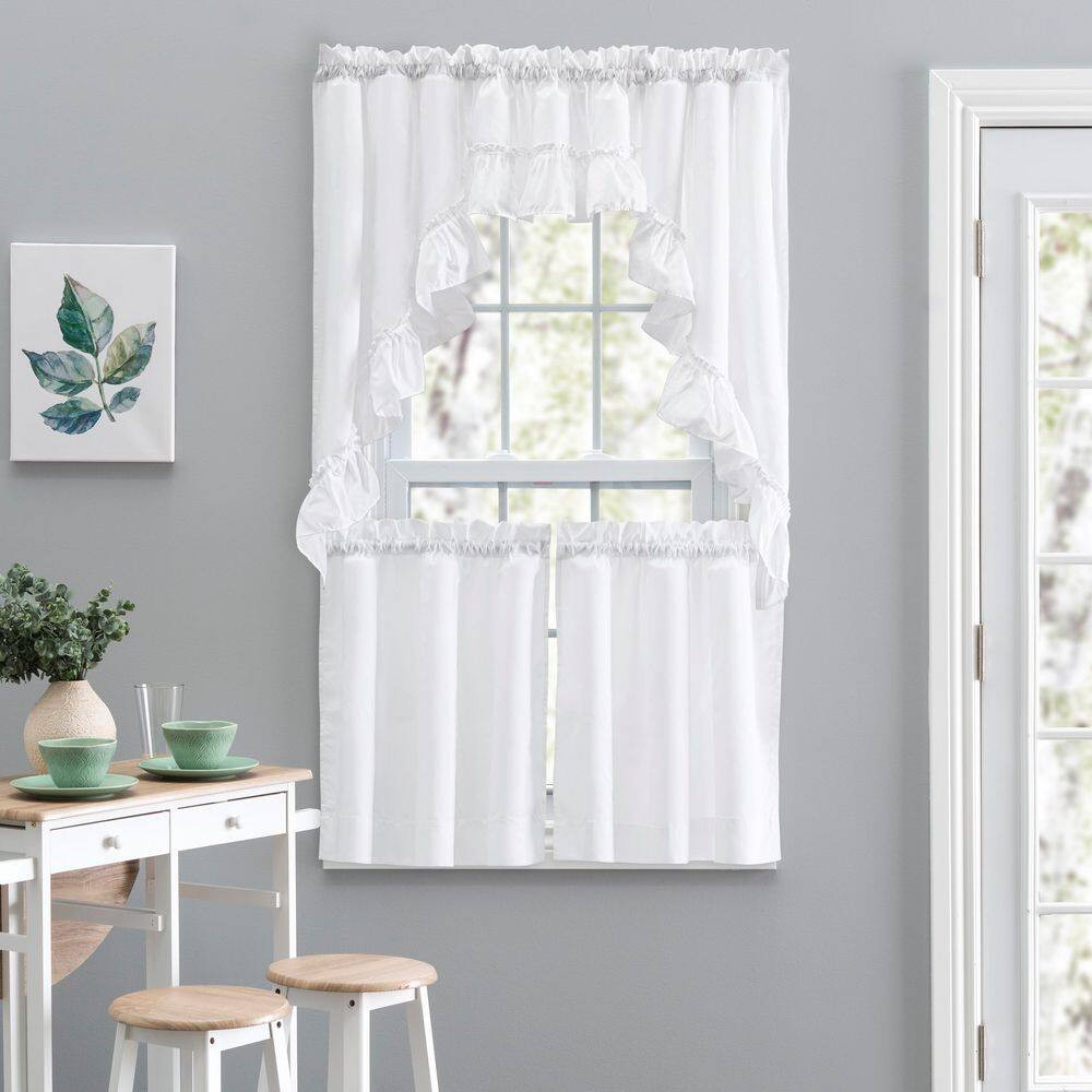 Stacey 13 In. L Polyester/Cotton Ruffled Filler Valance in White