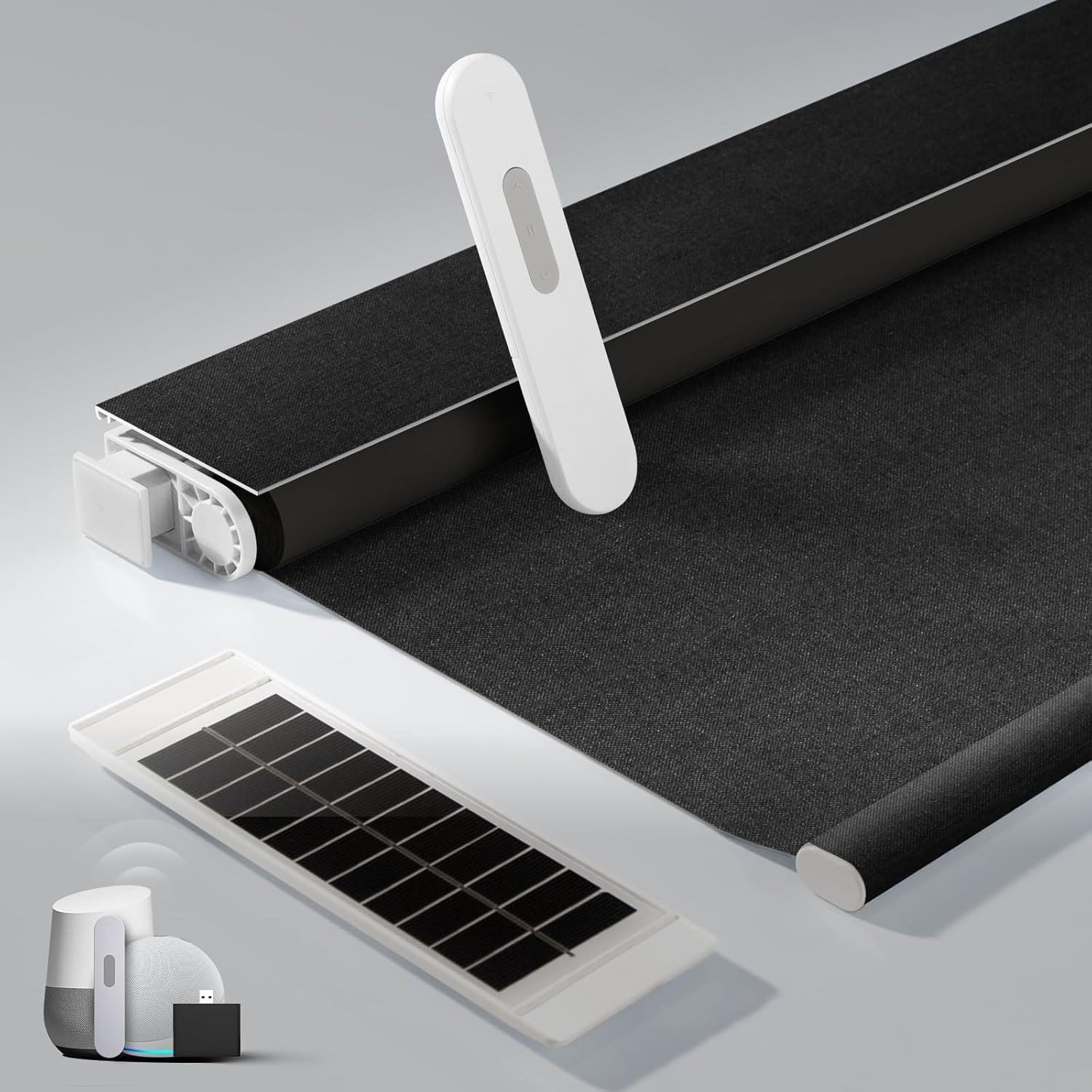 No-Drill Motorized Blinds Remote Blackout Solar Cordless Smart Roller 34×72″