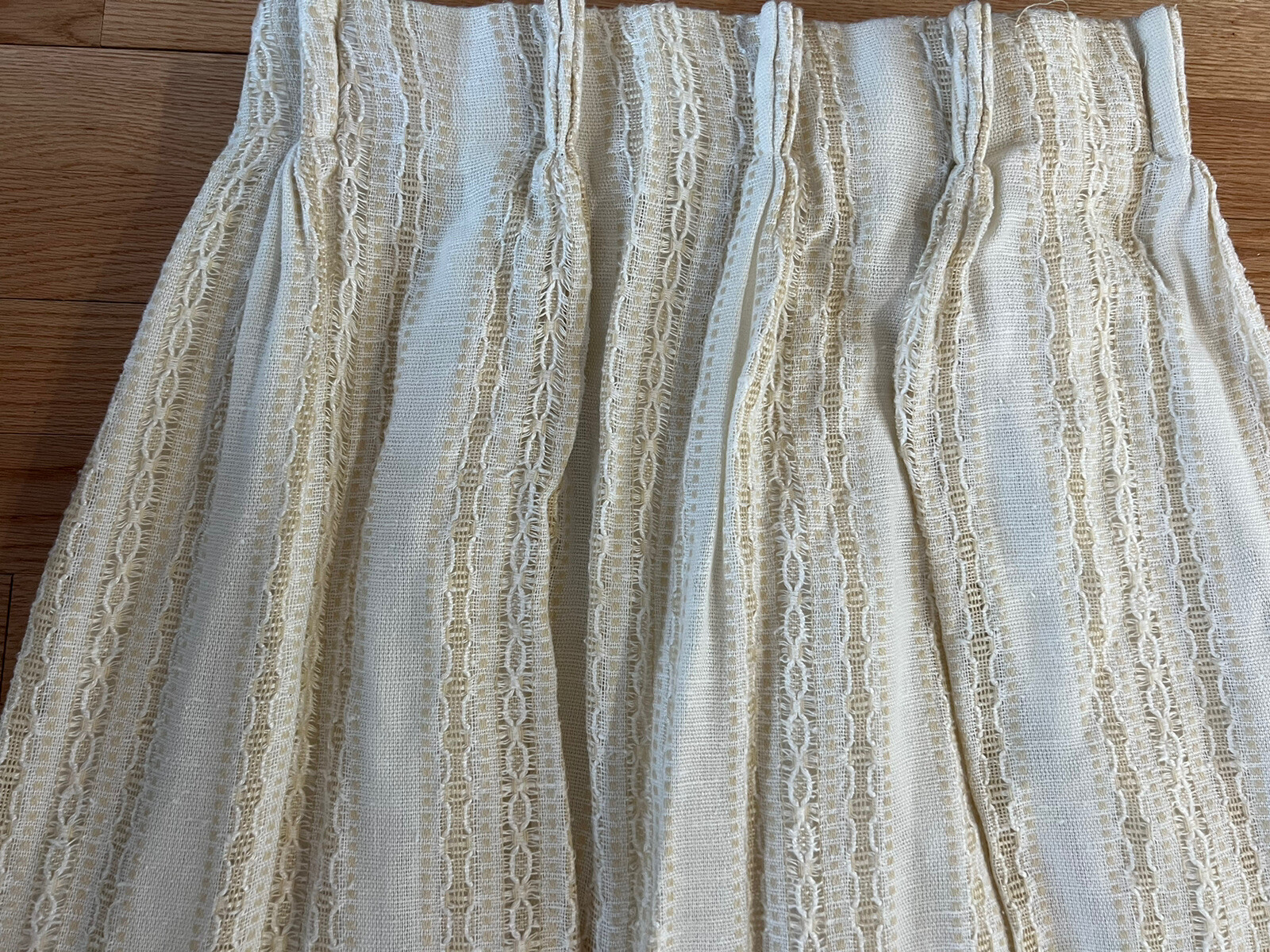 1Pr VTG CURTAINS MCM Woven Crème White Lined Pinch Pleat 100W X84”L Soft