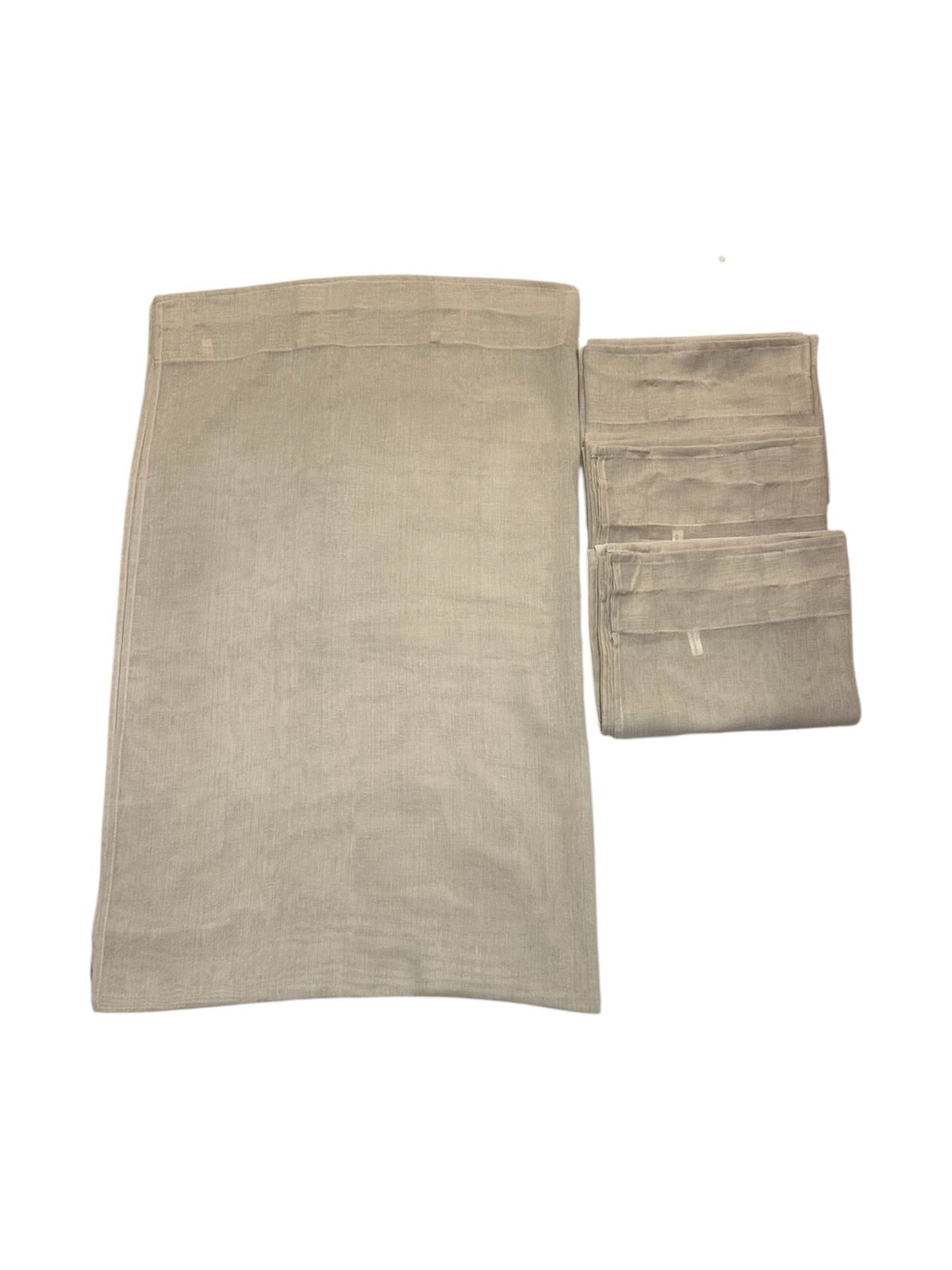 9pc Window Set: Red Extra Wide Patio Panel 209×55, 4 Beige & 2 Striped Curtains