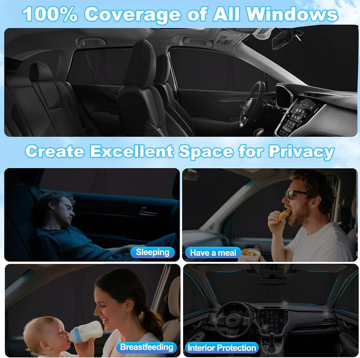 2021–2024 Outback Window Covers | 6-Layer Full Coverage Window Shade 99% Blackou
