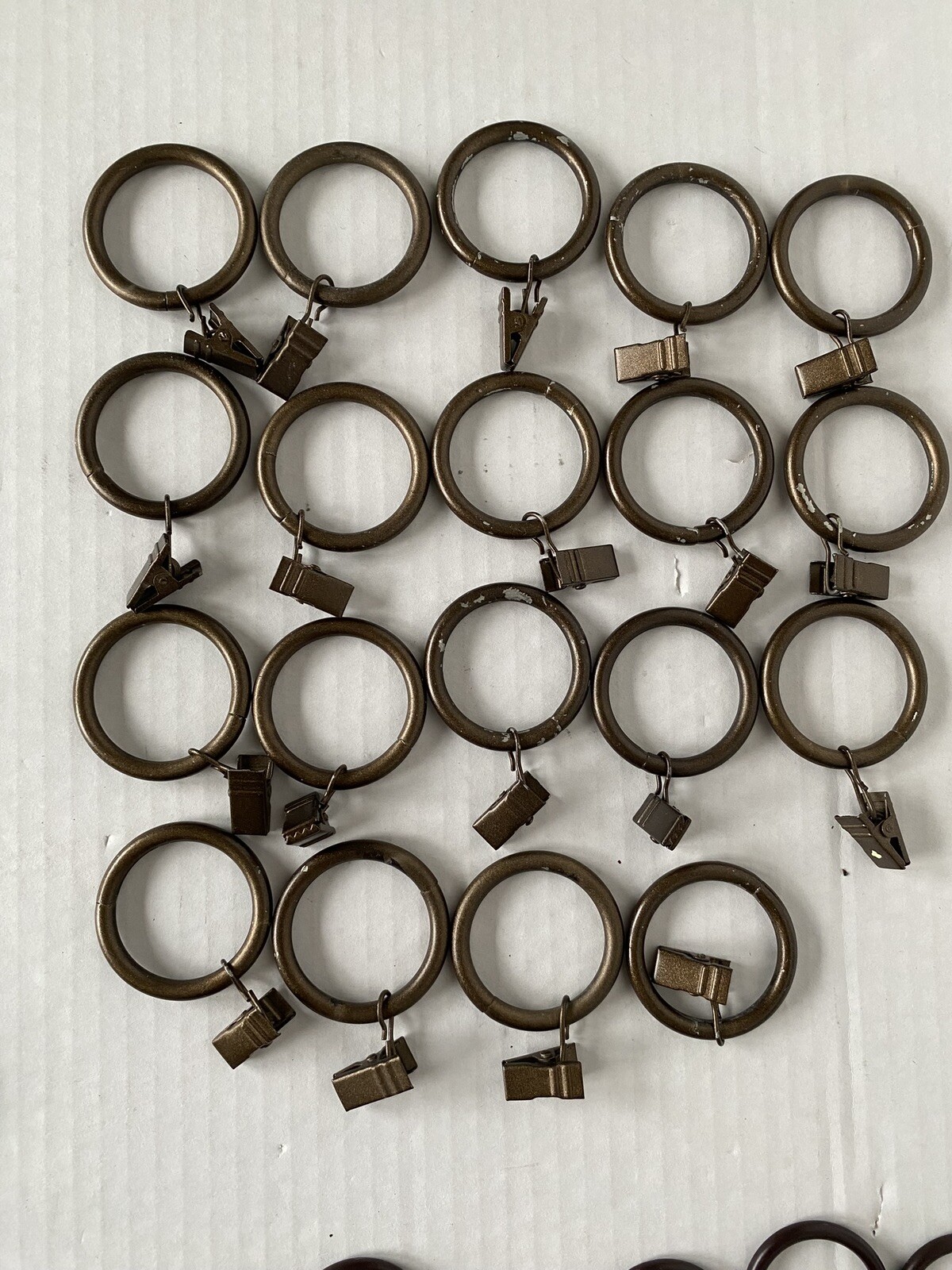 Lot of 90+ Metal Curtain Drapery Rod Rings & Clips Various Finishes And Sizes