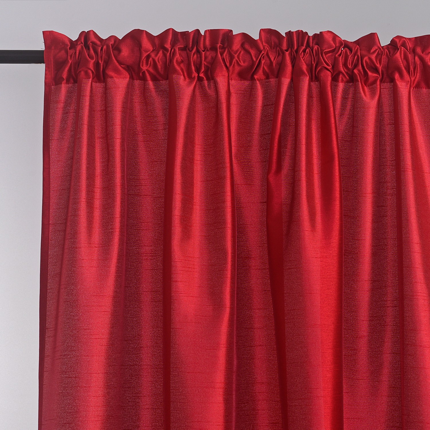 Faux Silk Semi Sheer Curtains Rod Pocket Light Reducing Silk Drapes, 2panels