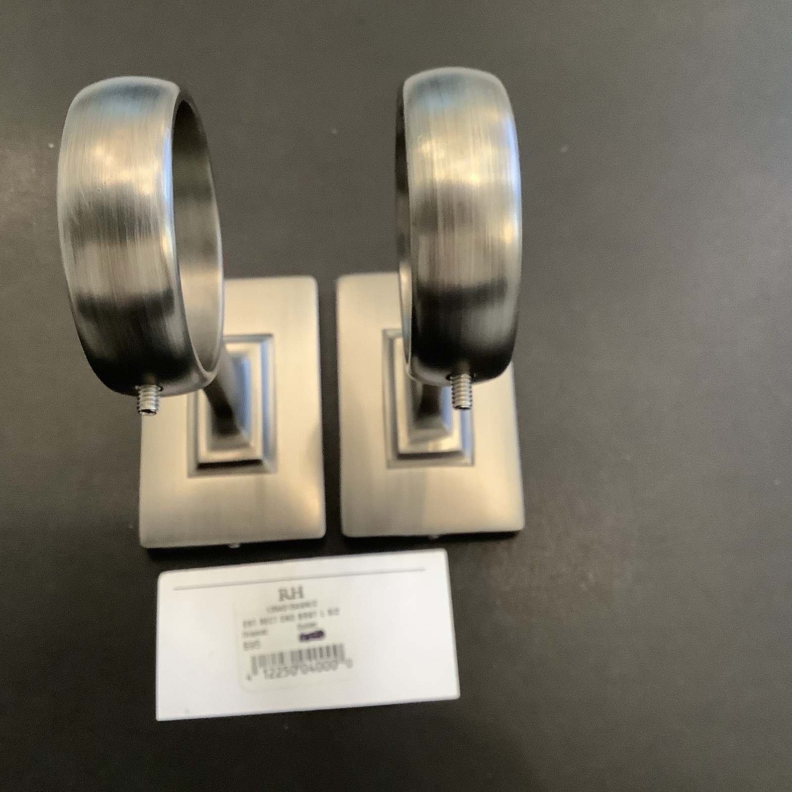 Restoration Hardware Large Rectangle End Brackets Antique Nickel Set Of 2 NEW