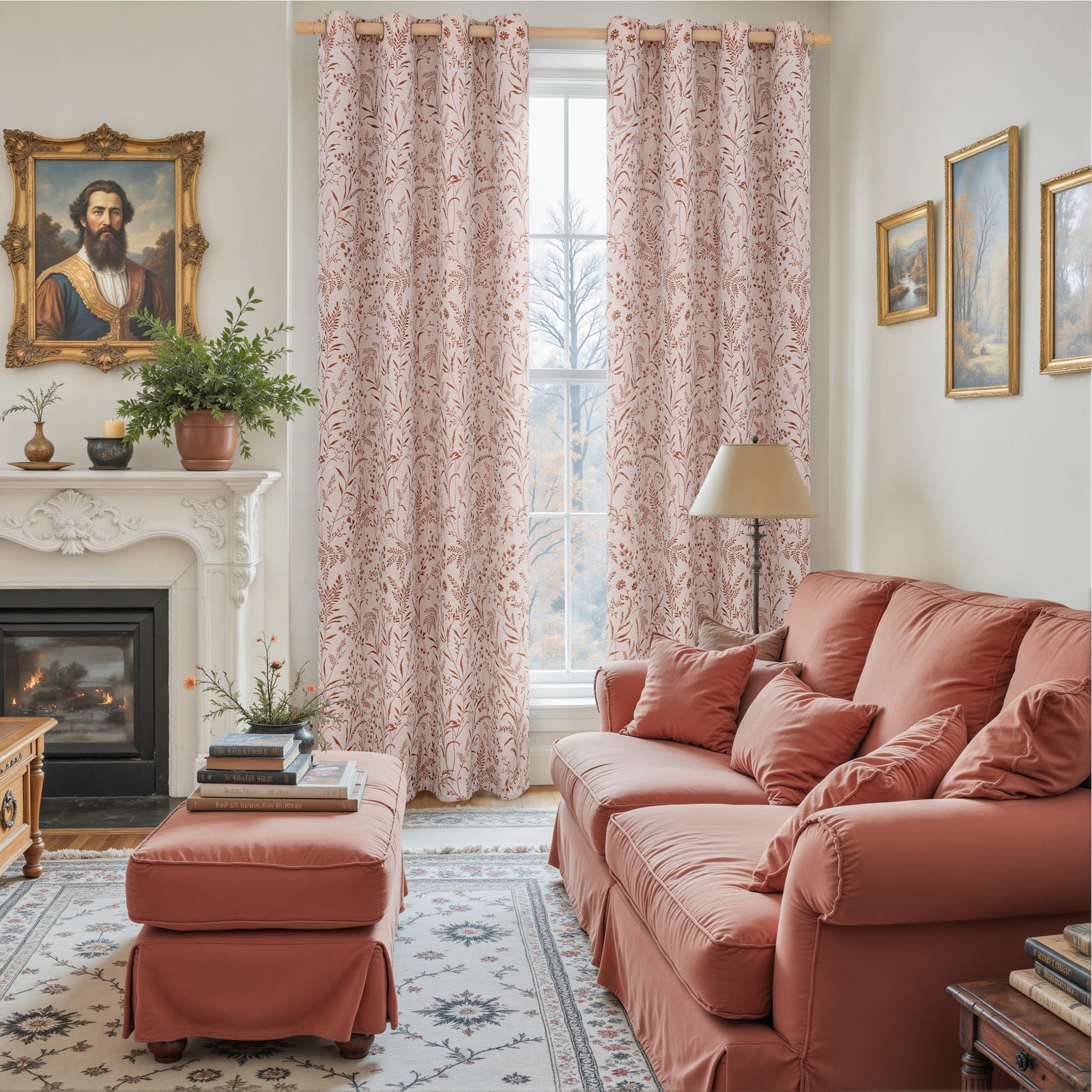 Bgment Linen Curtains For Living Room 84 Inches Long – Fall Jacquard Botanical