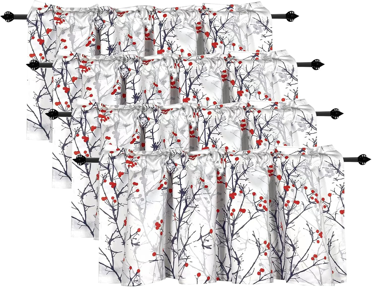 Tree Branches Blackout Valances for Kitchen & Home, 52×18 Inches, Grey