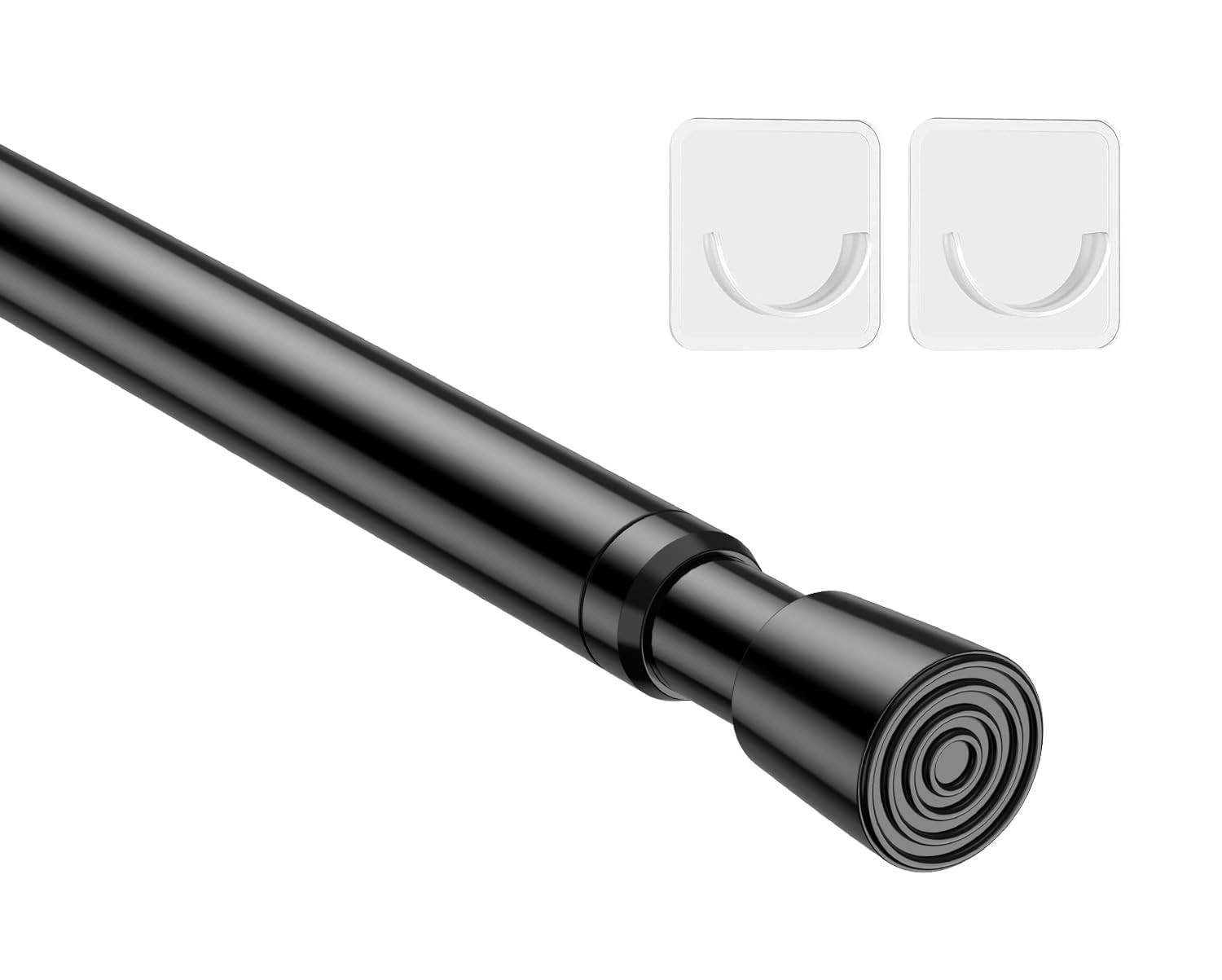 1Pack Spring Tension Curtain Rod 26-39 inch Black Adjustable Spring Rod Exten…