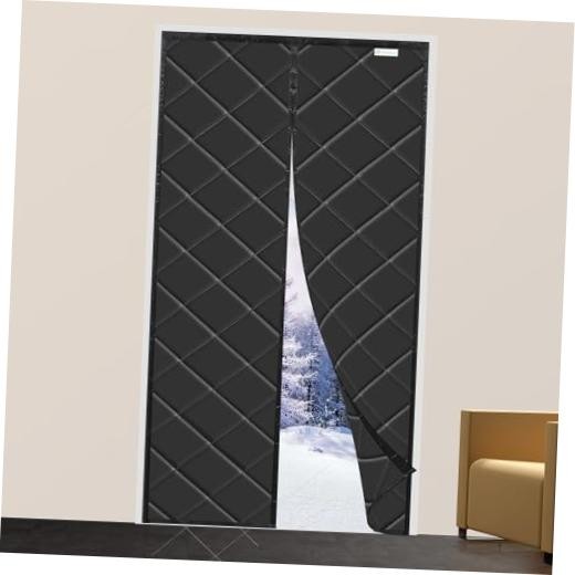 Magnetic Thermal Insulated Door Curtain, Various Fit Door Size 30″ x 77″ Black