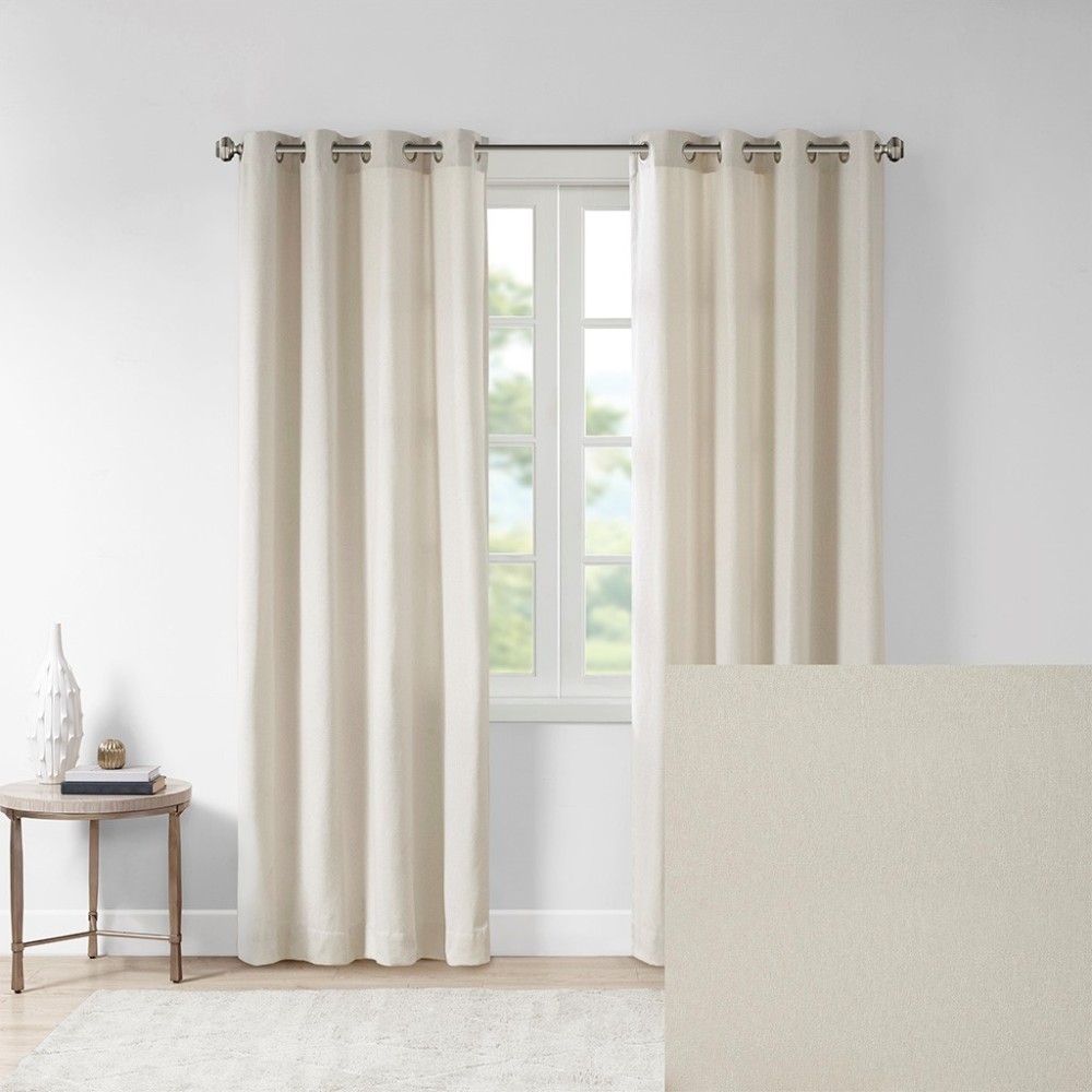 Plaid Rod Pocket and Back Tab Curtain Panel with Fleece Lining Brown 50×95″