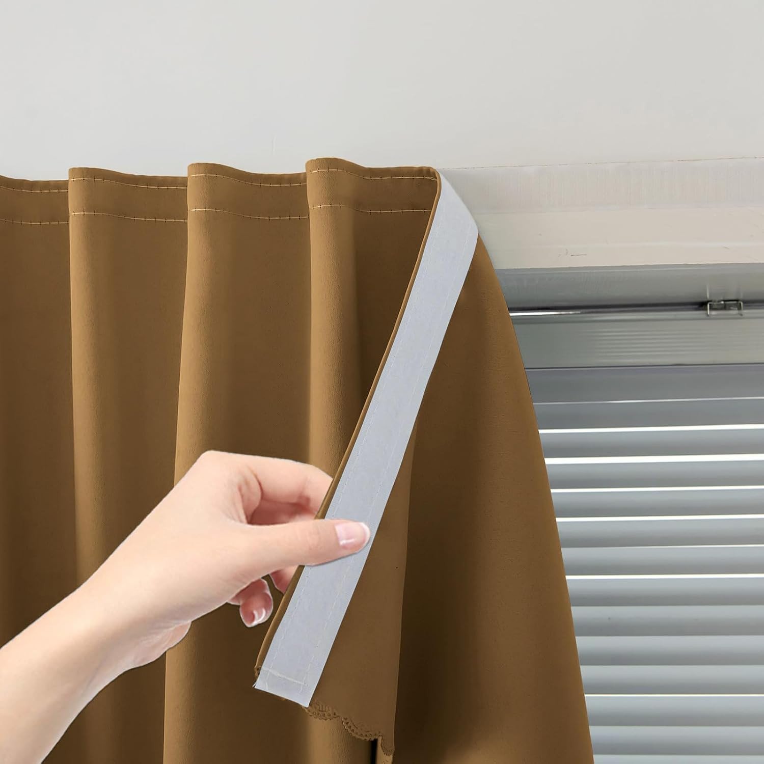 Adhesive Blackout Curtains- Self Stick Shades Window Blinds Curtains No Rod Need