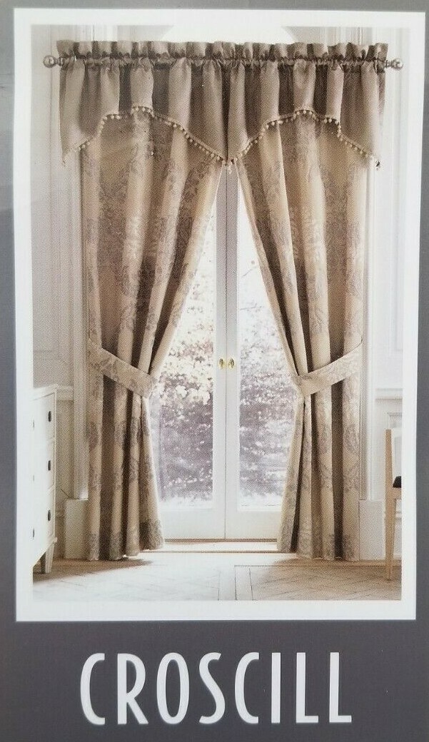 2 Croscill Langdon Linen Lined Drape Panels & Tiebacks 82″ x 84″ $165 NIP