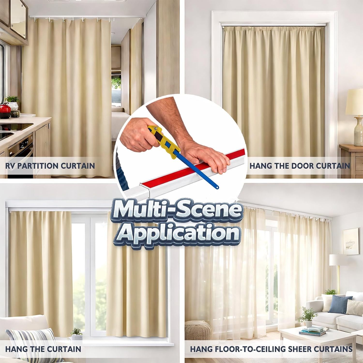 Self Adhesive Curtain Track, No Drill Adhesive Curtain Track, Peel and Stick