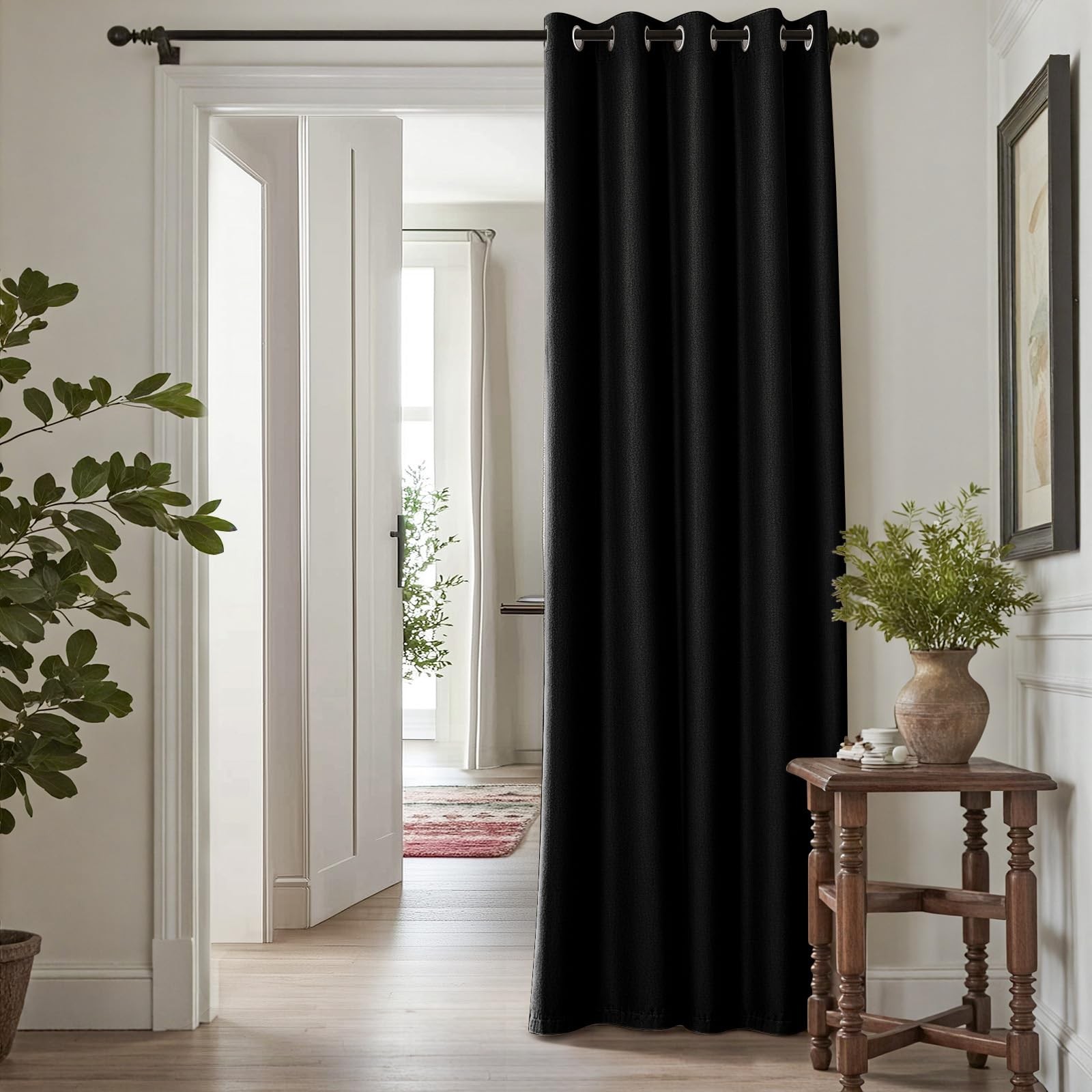 jinchan Black Room Darkening Curtain 96″ L x 72″ W for Bedroom Living Room