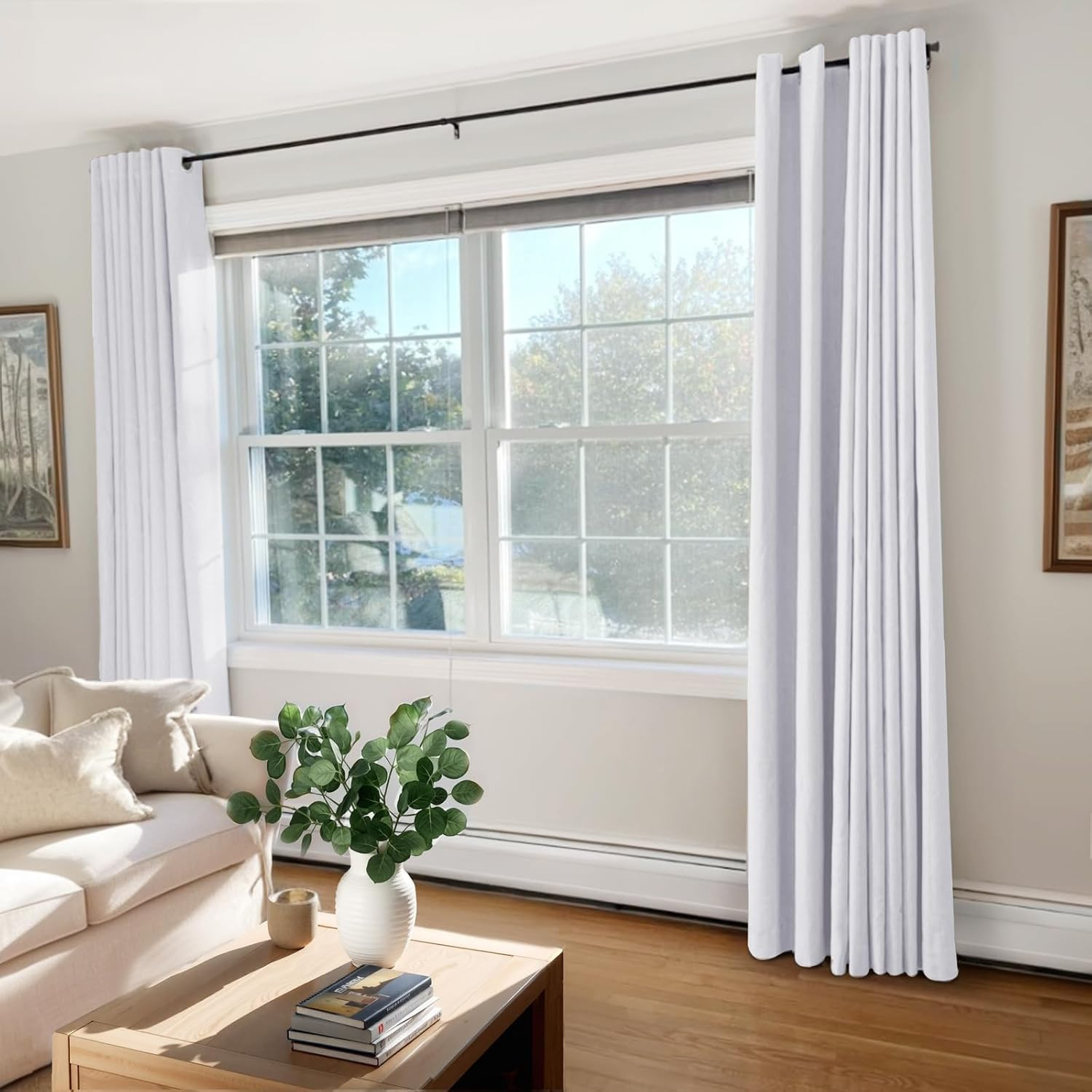 100% Blackout Shield Linen Look Textured Blackout Curtains for Bedroom 72 Inches