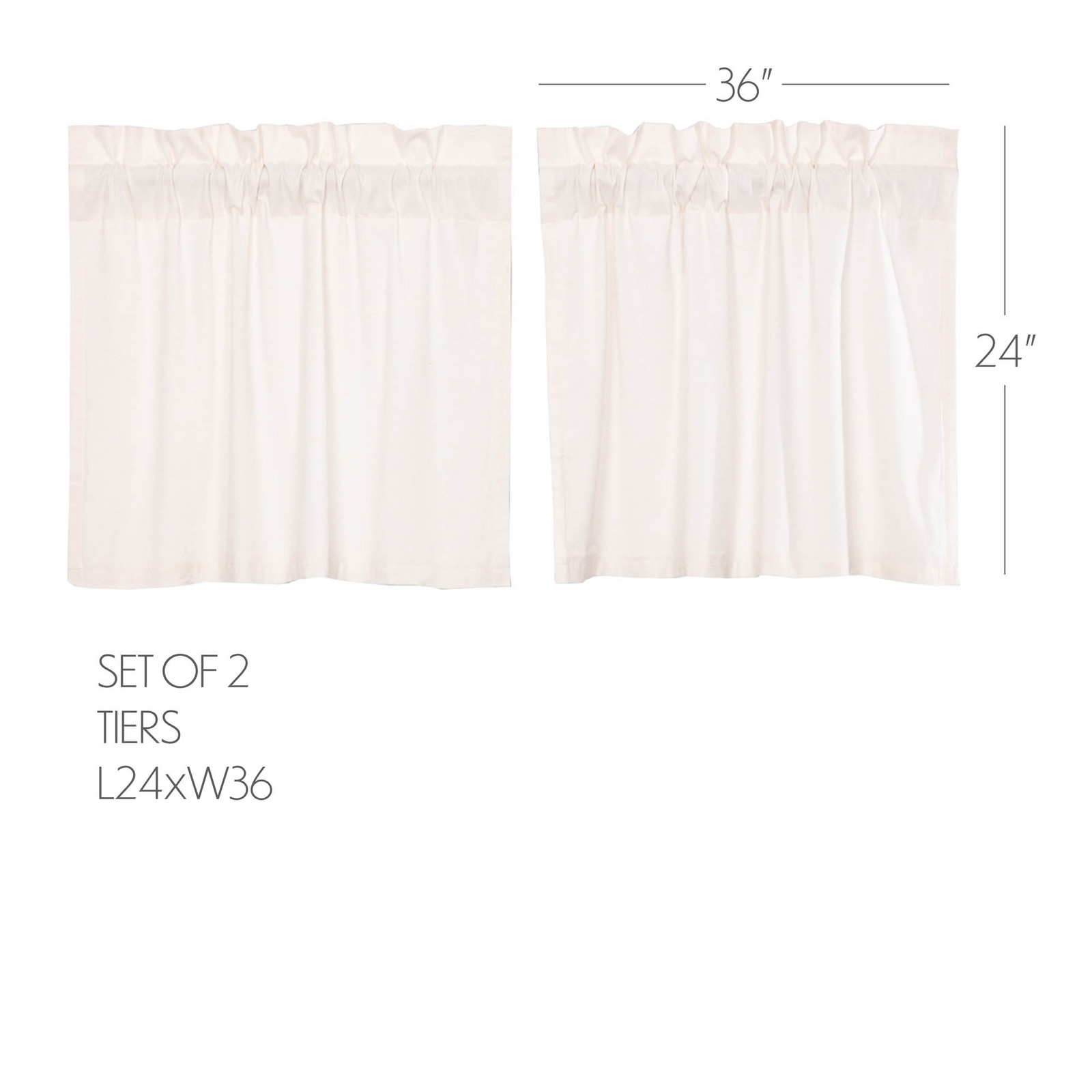 Farmhouse 24″x36″ Tier Pair Creme Rod Pocket Kitchen Window Curtains VHC Brands