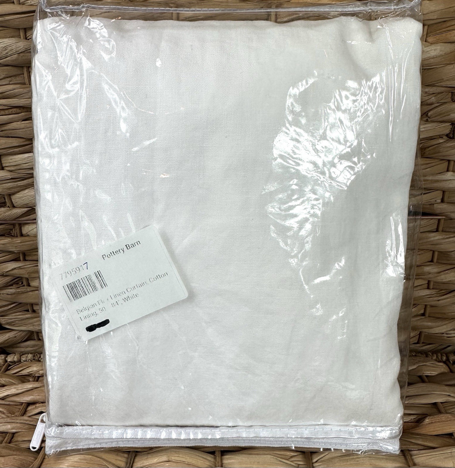 Pottery Barn Belgian Flax Linen Curtain Pole Top Drape Panel WHITE 50x 84″ NEW
