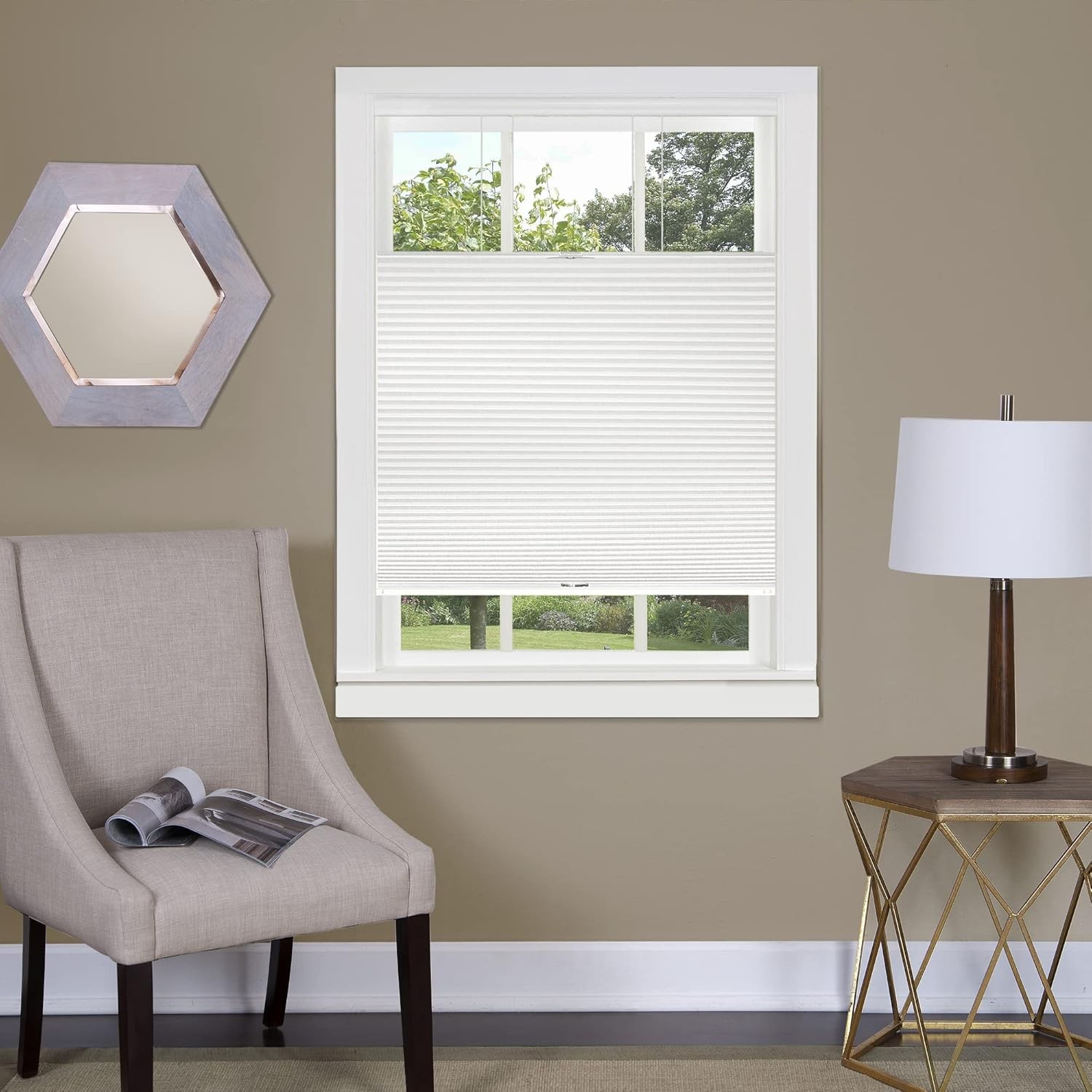 Cordless Cellular Pleated Window Shades – 35 Inch Width, 64 35W x 64H, White