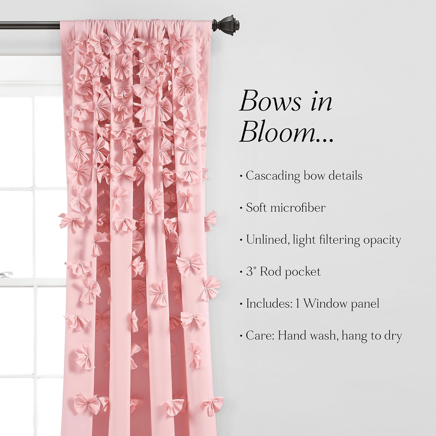 Riley Light Filtering Window Curtain Panel, Single 54″ W X 84″ L, Pink – Cute Pi