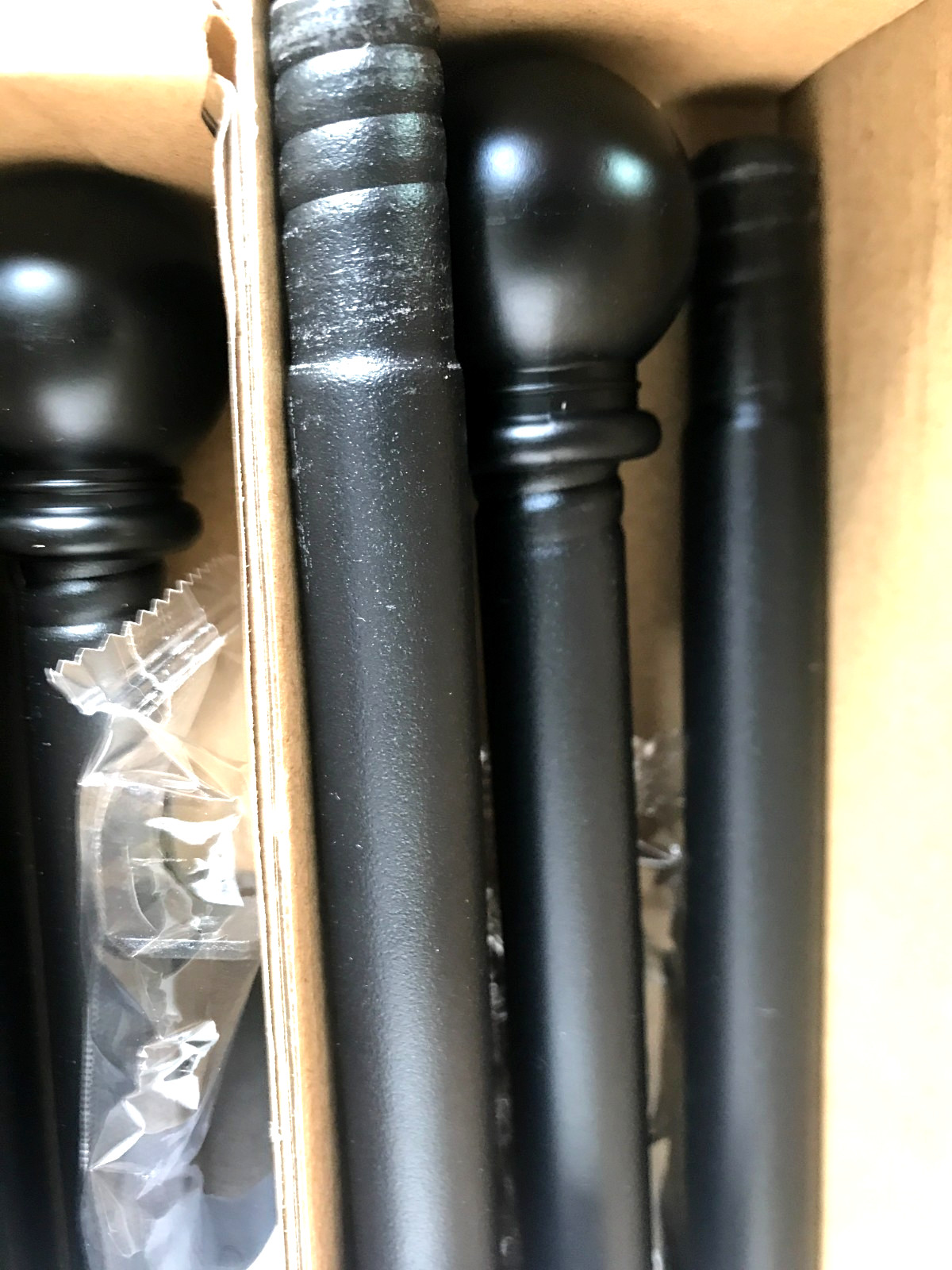 Matte Black Curtain Rod Set Ball Finials Window Drapery Pole Hardware 4 Ft 2 Pk