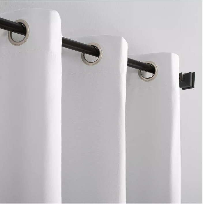 Sun Zero Gray 1-Panel 40 in x 84in Room Darkening Curtain Lichtenberg White