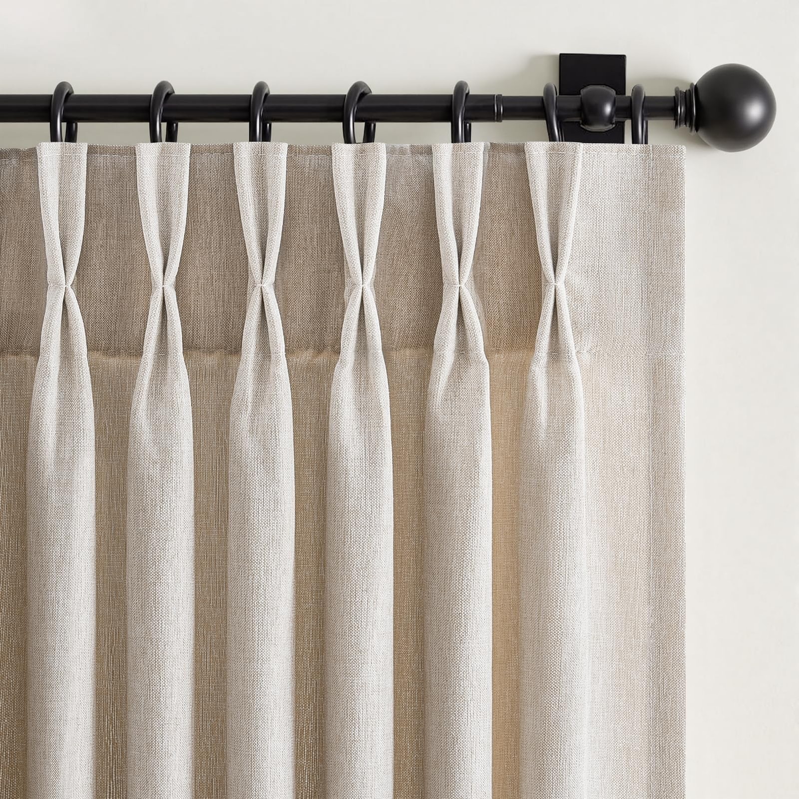 Pinch Pleated Linen Curtains 96 Inches Long 2 Panel Set (40″ W x 96″ L) for L…